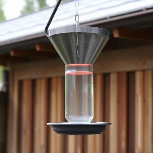Clever baffle installed above hanging feeder