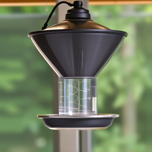 Clever baffle installed above hanging feeder