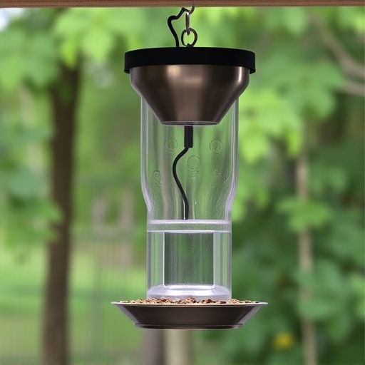Clever baffle installed above hanging feeder