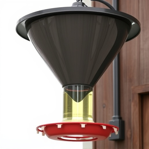 Clever baffle installed above hanging feeder