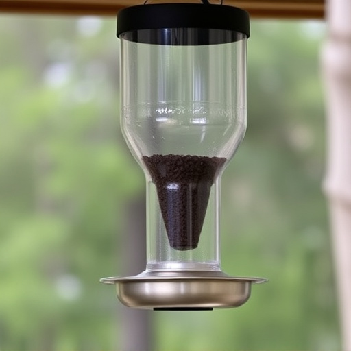 Clever baffle installed above hanging feeder
