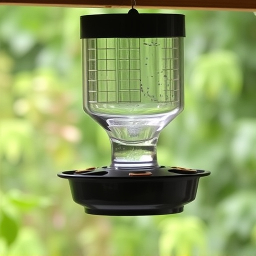 Clever baffle installed above hanging feeder