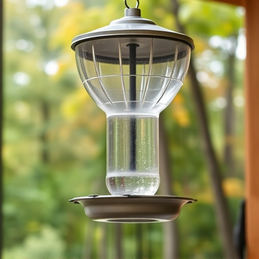 Clever baffle installed above hanging feeder