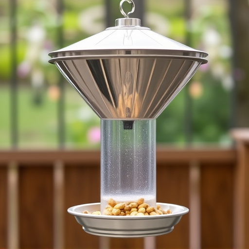 Clever baffle installed above hanging feeder