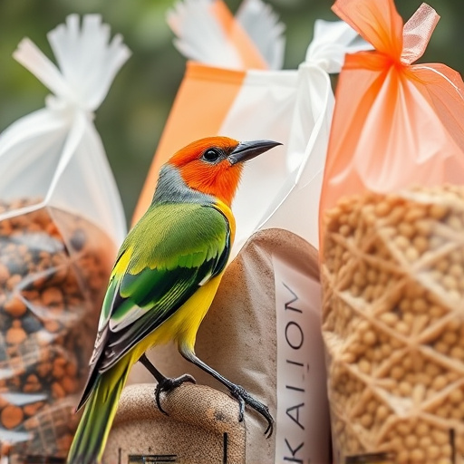 Close-up of affordable bird food bags
