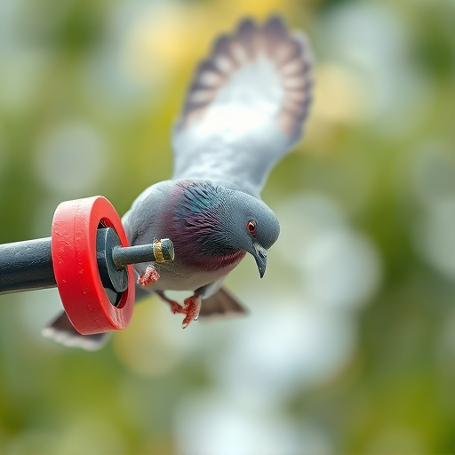 Close-up of anti-pigeon feeding mechanism