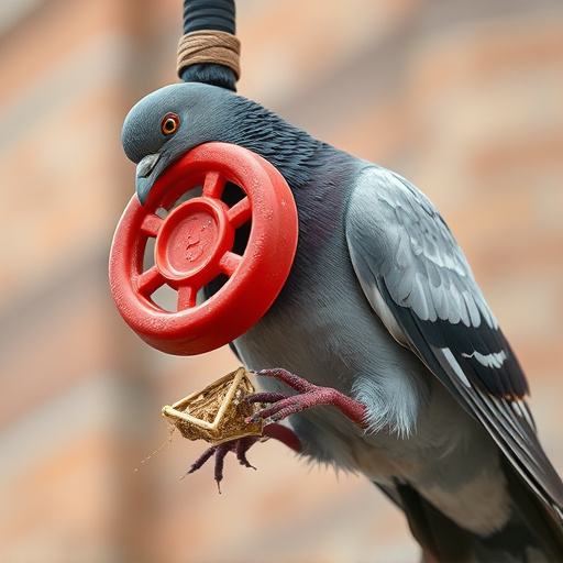 Close-up of anti-pigeon feeding mechanism