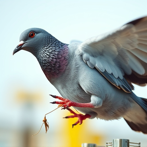 Close-up of anti-pigeon feeding mechanism
