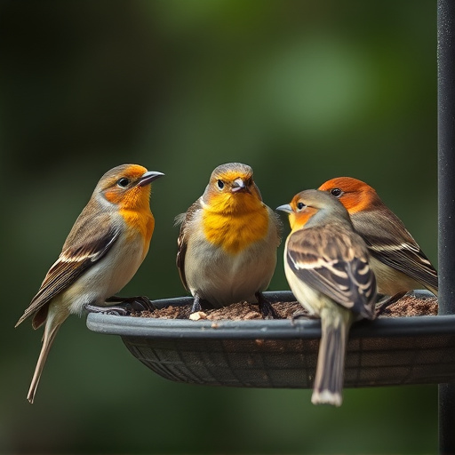 Close-up of birds on feeding station