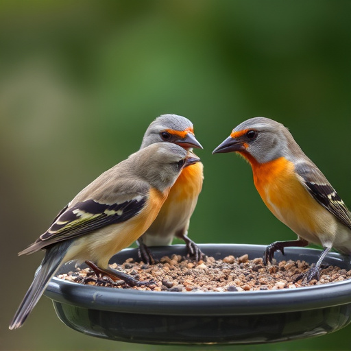 Close-up of birds on feeding station