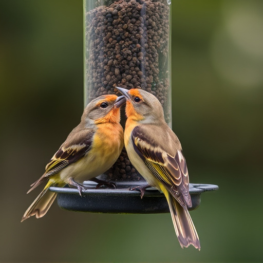 Close-up of birds on feeding station