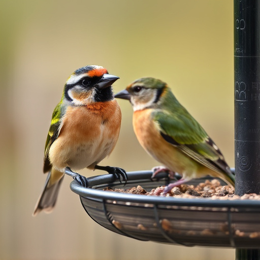 Close-up of birds on feeding station