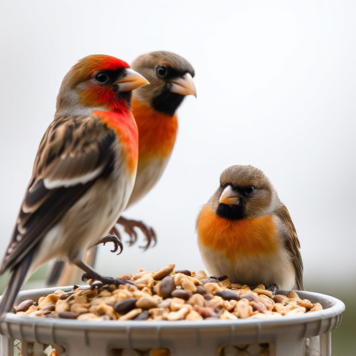 Close-up of birds on feeding station
