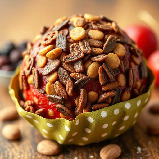 Close-up of filled fat ball holder