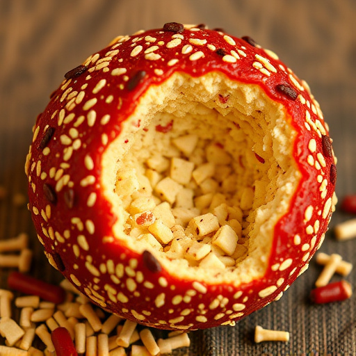 Close-up of filled fat ball holder