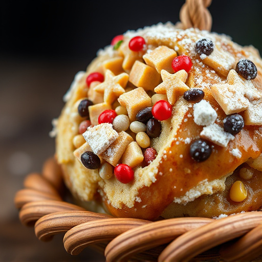Close-up of filled fat ball holder