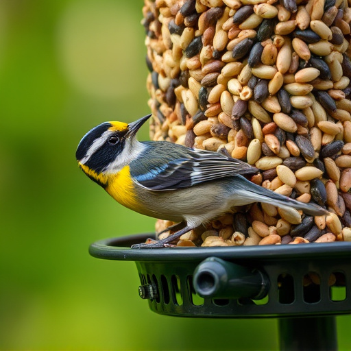 Close-up of nyjer seed-filled feeder