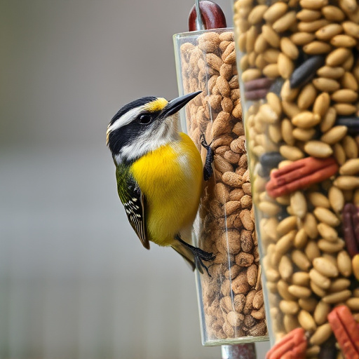 Close-up of nyjer seed-filled feeder