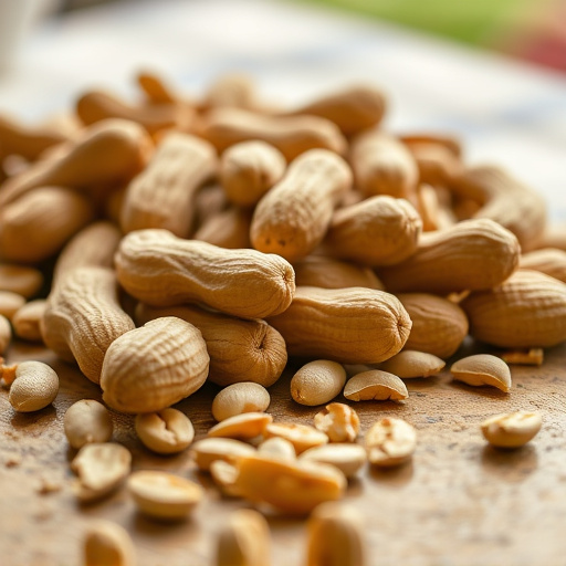 Close-up of peanuts on feeding table