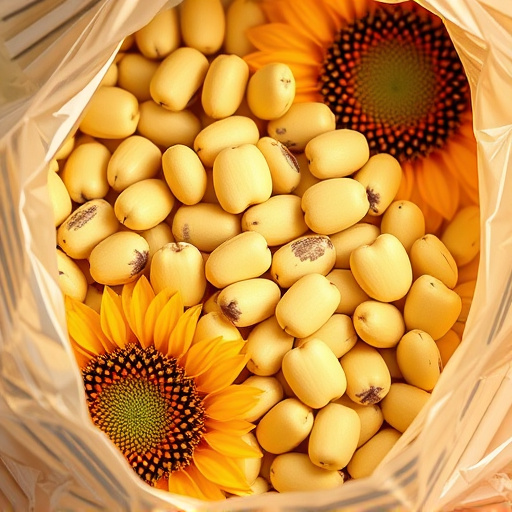 Close-up of premium sunflower hearts in bag