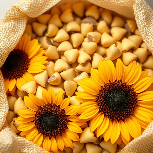 Close-up of premium sunflower hearts in bag