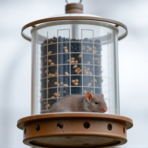 Close-up of rat-proof feeder design
