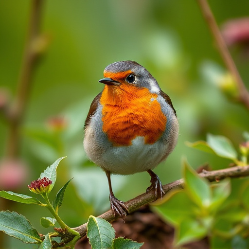 Close-up of robin in garden