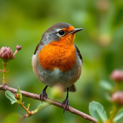 Close-up of robin in garden