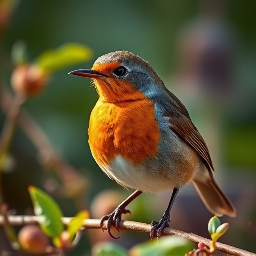 Close-up of robin in garden