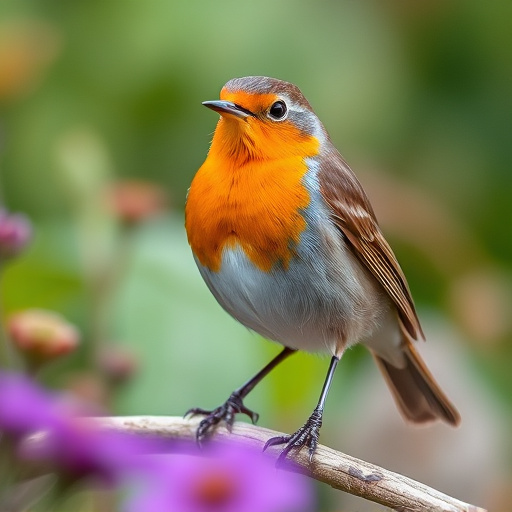 Close-up of robin in garden
