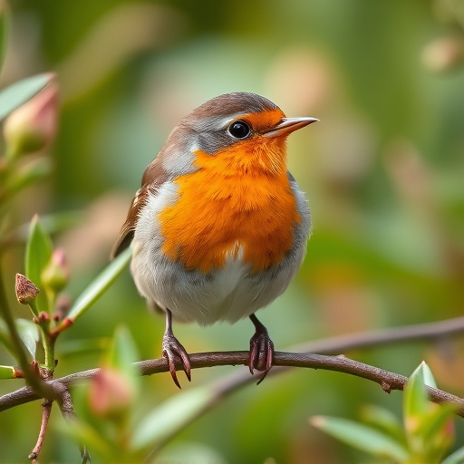 Close-up of robin in garden