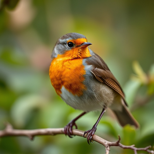 Close-up of robin in garden
