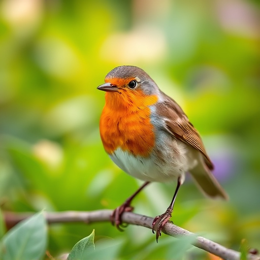 Close-up of robin in garden