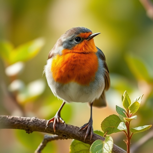Close-up of robin in garden
