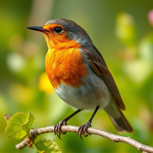 Close-up of robin in garden