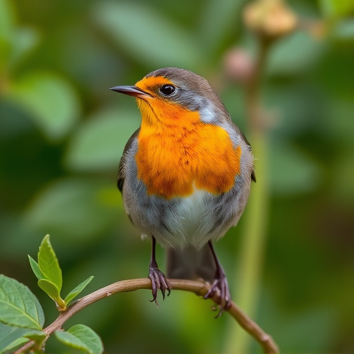 Close-up of robin in garden