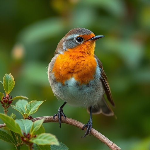 Close-up of robin in garden