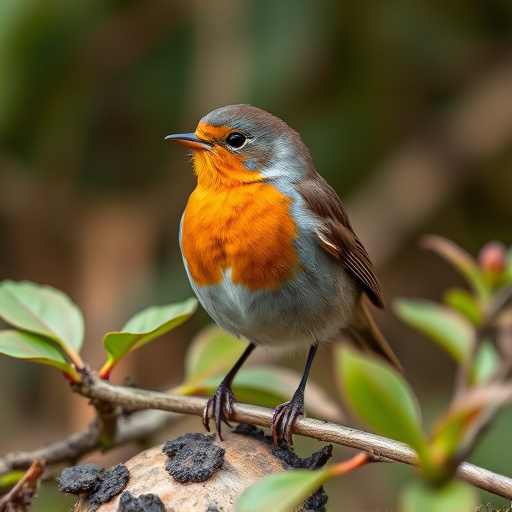 Close-up of robin in garden