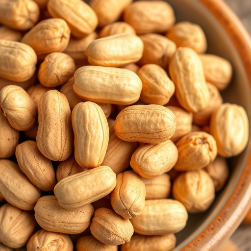 Close-up of shelled peanuts in bowl