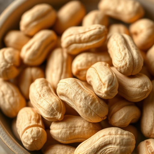 Close-up of shelled peanuts in bowl