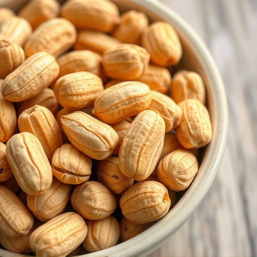 Close-up of shelled peanuts in bowl
