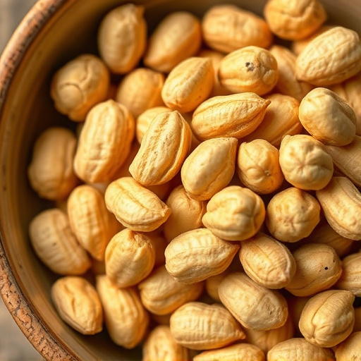 Close-up of shelled peanuts in bowl