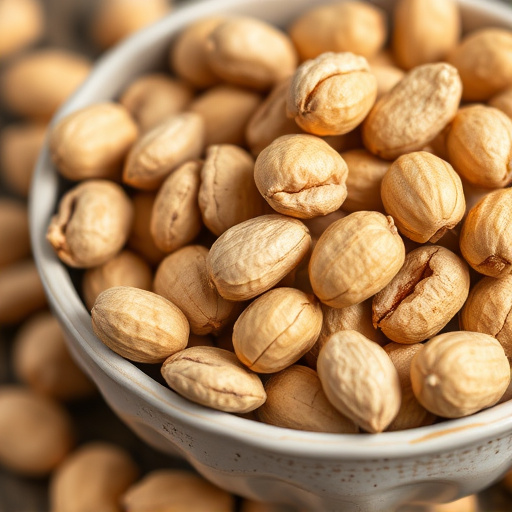 Close-up of shelled peanuts in bowl