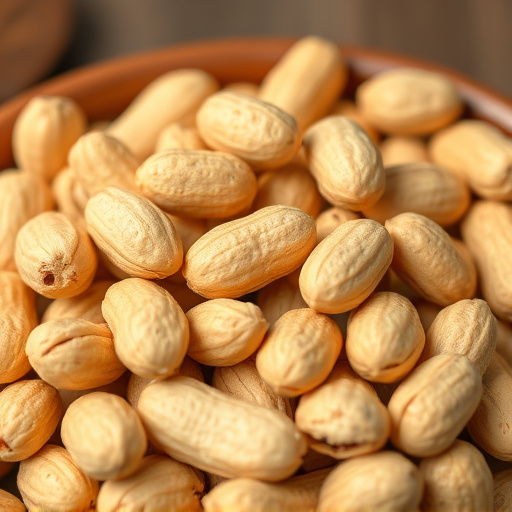 Close-up of shelled peanuts in bowl