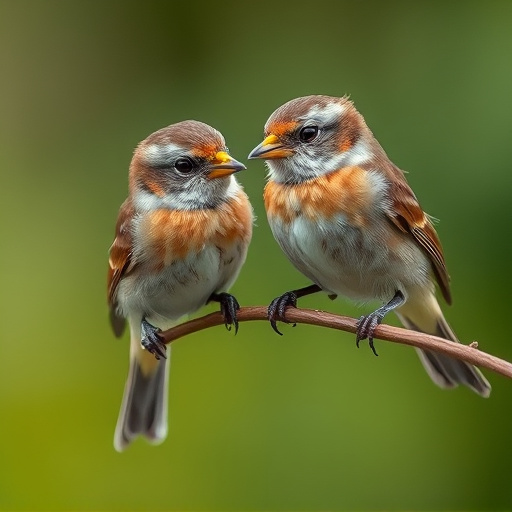 Close-up of small birds eating safely