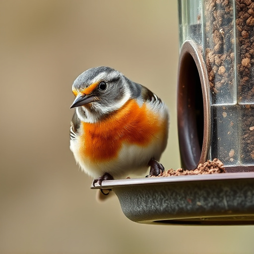 Close-up of suet feeder with robin