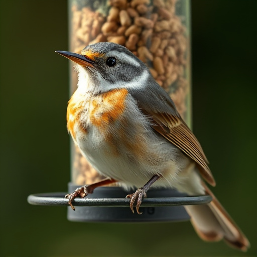 Close-up of suet feeder with robin