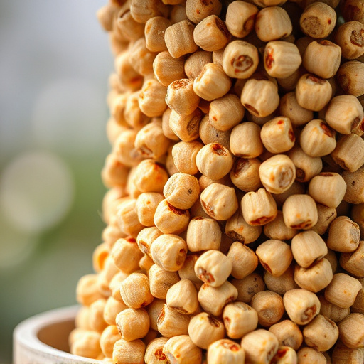 Close-up of suet pellets in feeder