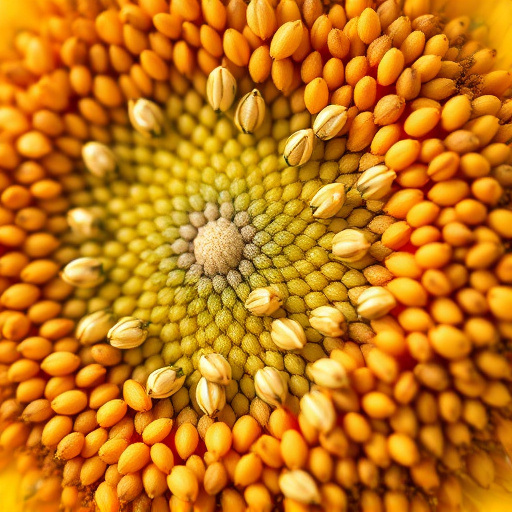 Close-up of sunflower and millet seeds