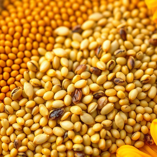 Close-up of sunflower and millet seeds